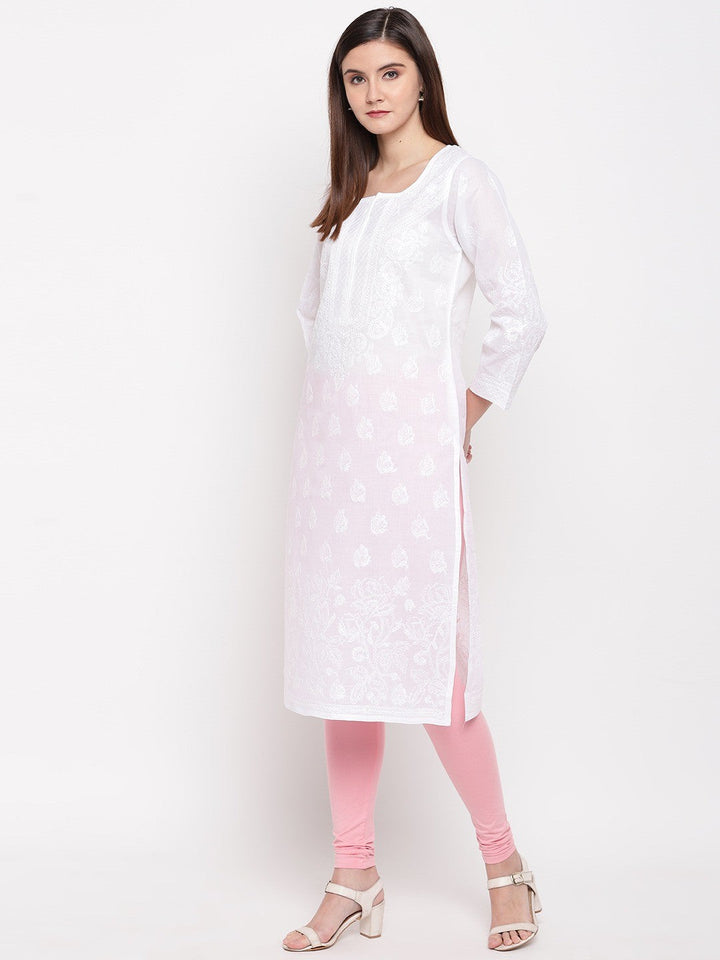 White-Cotton-Lucknowi-Chikan-Kurta