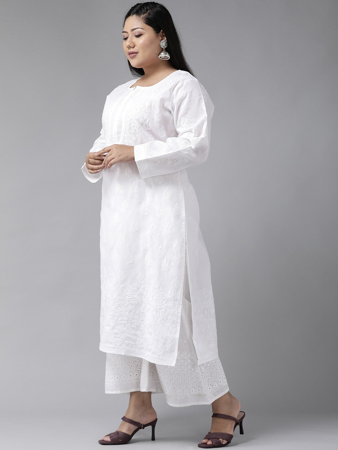White-Cotton-Lucknowi-Chikan-Kurta