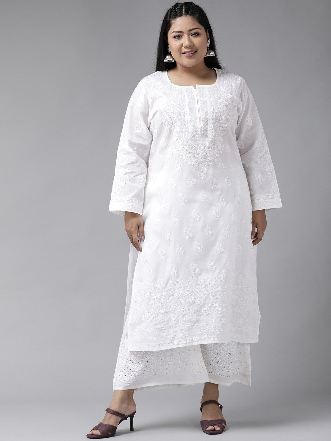 White-Cotton-Lucknowi-Chikan-Kurta
