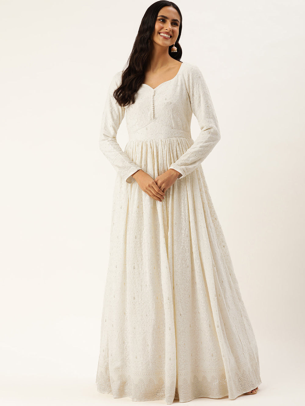 White-Viscose-Sweetheart-Neck-Embroidered-Gown