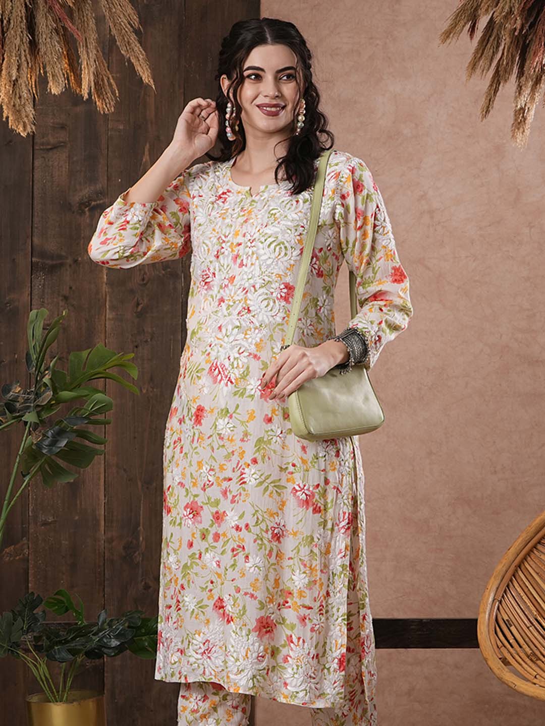 White-&-Red-Mulmul-Cotton-Chikankari-2-Piece-Kurta-Set