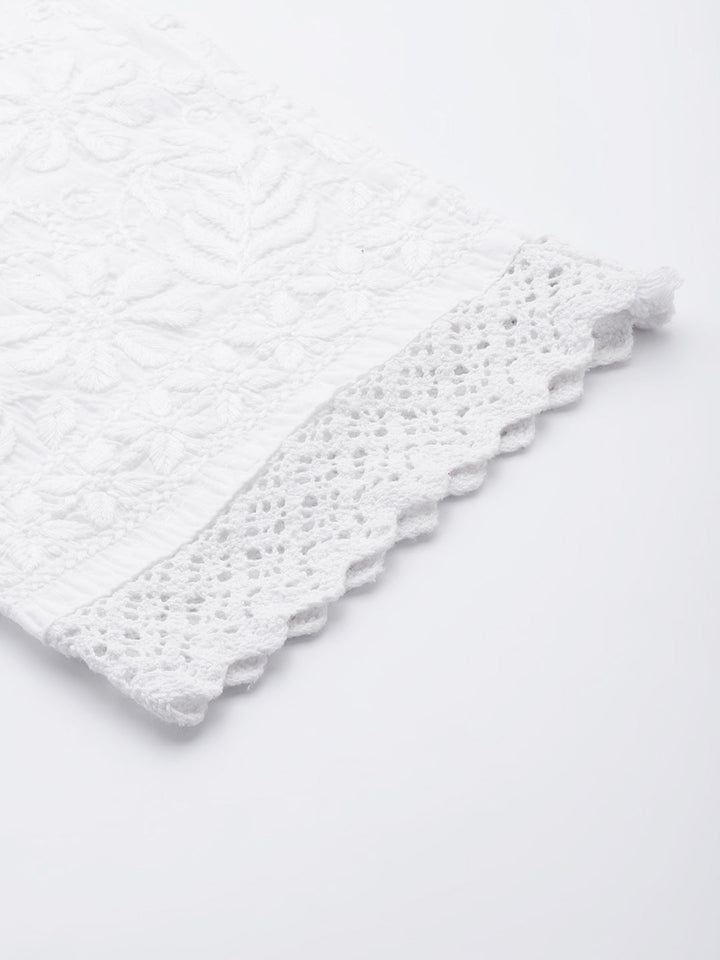 White Cotton 100% Original Chikankari Lace Palazzos