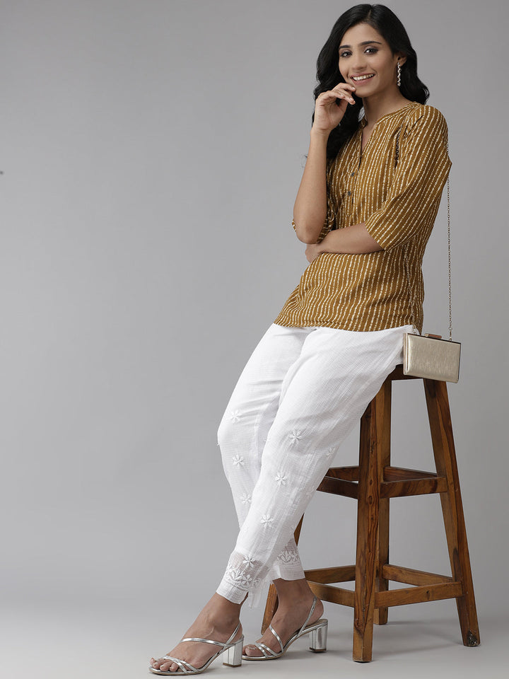 White Cotton Kota 100% Original Chikankari Pant