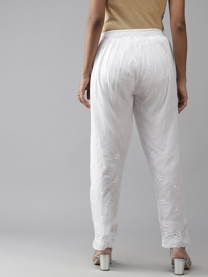 White Cotton Kota 100% Original Chikankari Pant