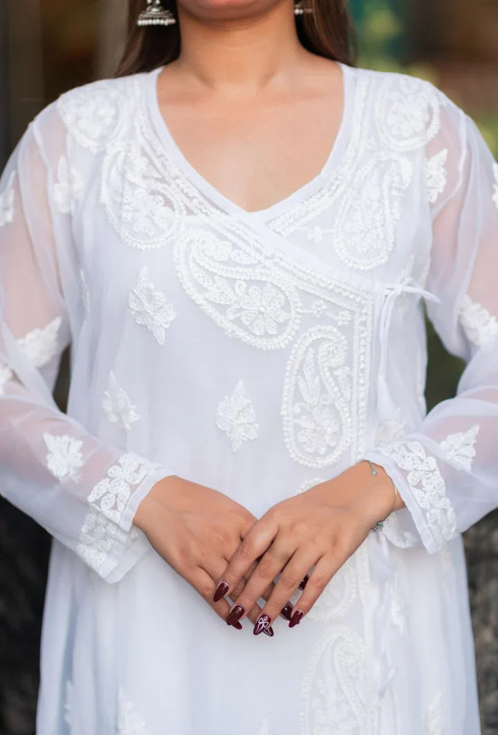 White-Georgette-Angrakaha-Kurta-With-Slip