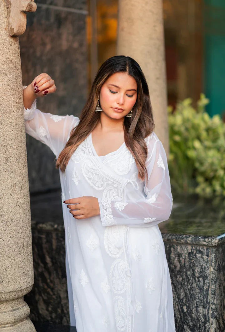 White-Georgette-Angrakaha-Kurta-With-Slip