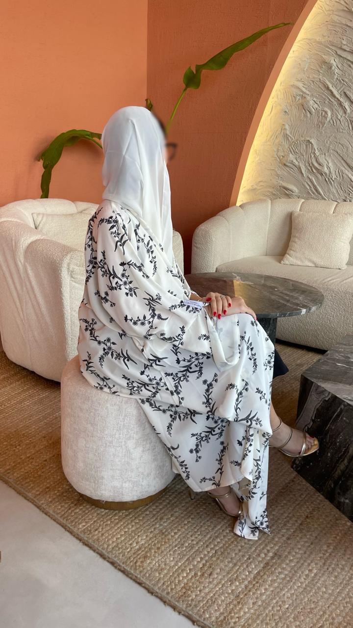 White-Georgette-Monochrome-Kimono-&-Sheila-Set