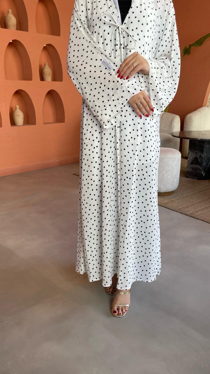 White-Georgette-Polka-Dot-Kimono-&-Sheila-Set