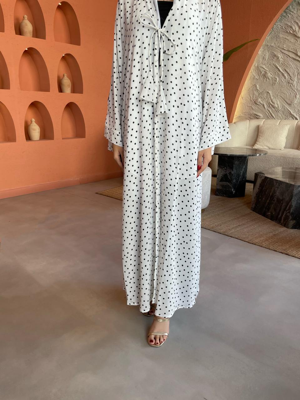 White-Georgette-Polka-Dot-Kimono-&-Sheila-Set