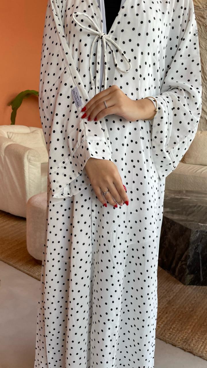 White-Georgette-Polka-Dot-Kimono-&-Sheila-Set