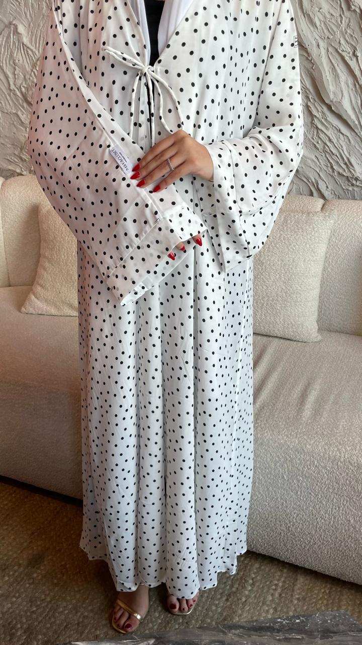 White-Georgette-Polka-Dot-Kimono-&-Sheila-Set