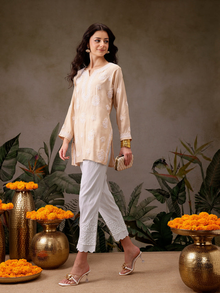 White Lycra Cotton 100% Original Chikankari Pant