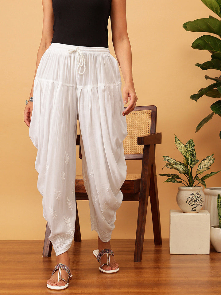 White Rayon 100% OG Chikankari Dhoti Salwar