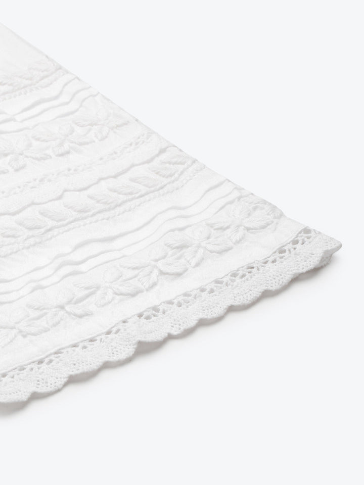 White Rayon 100% OG Chikankari Flared Palazzos