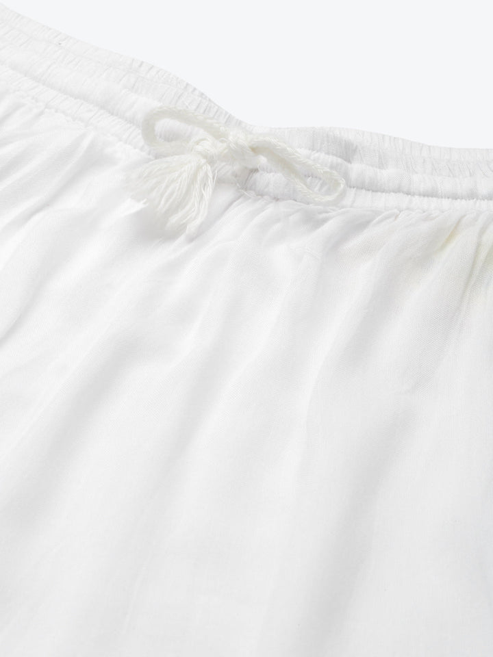 White Rayon 100% OG Chikankari Flared Palazzos