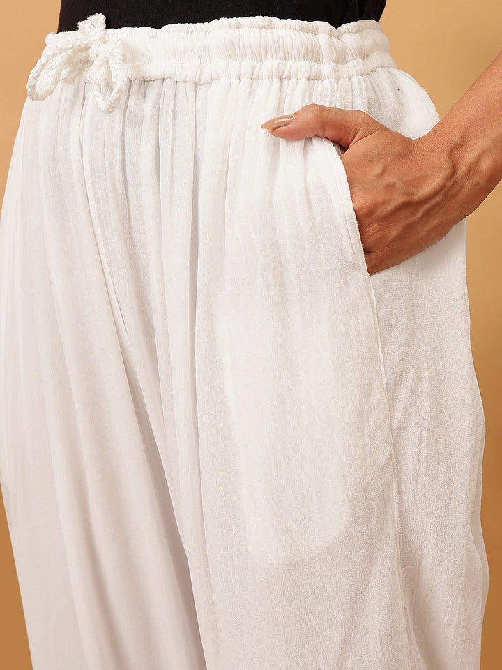 White Georgette 100% Original Chikankari Palazzos