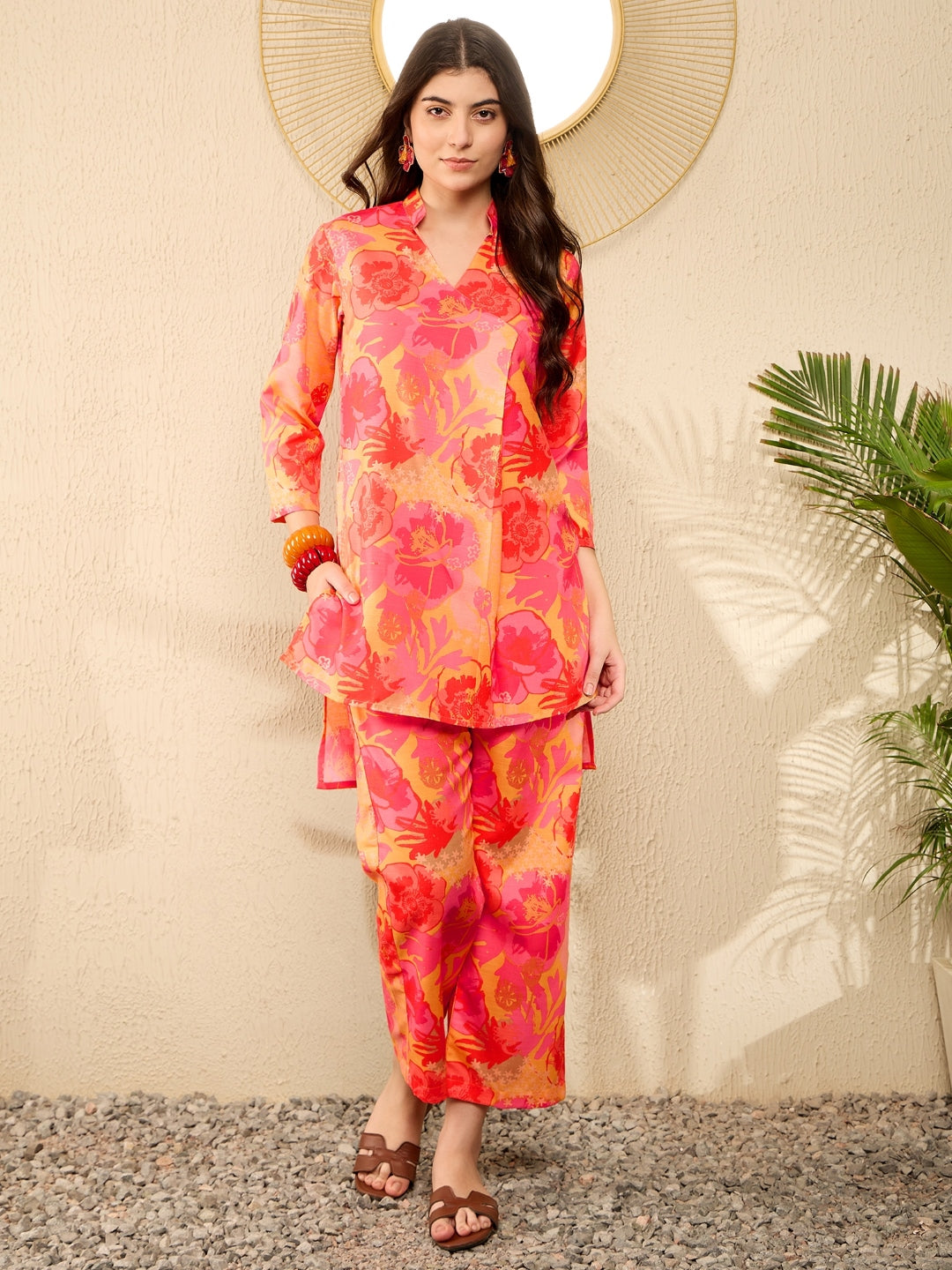 ZERESOUQ-Yellow-Rayon-Blend-Floral-Printed-Co-Ord-Set