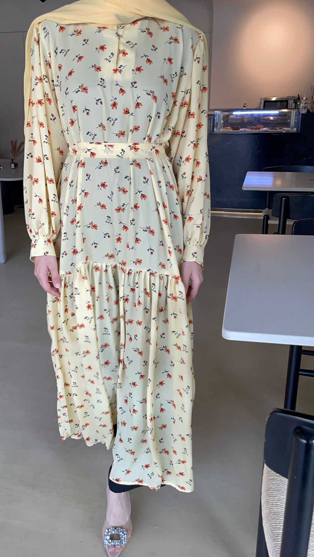 Yellow-Georgette-Yellow-Long-Dress-