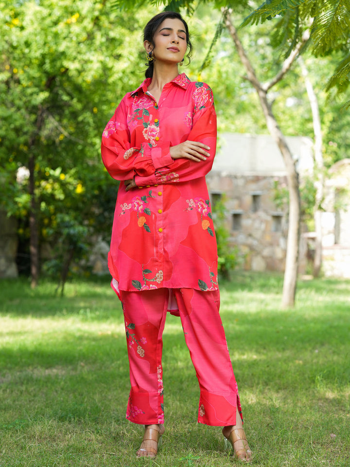 Pink-Printed-Shirt-With-Trousers-Co-Ords-1452CRDPK