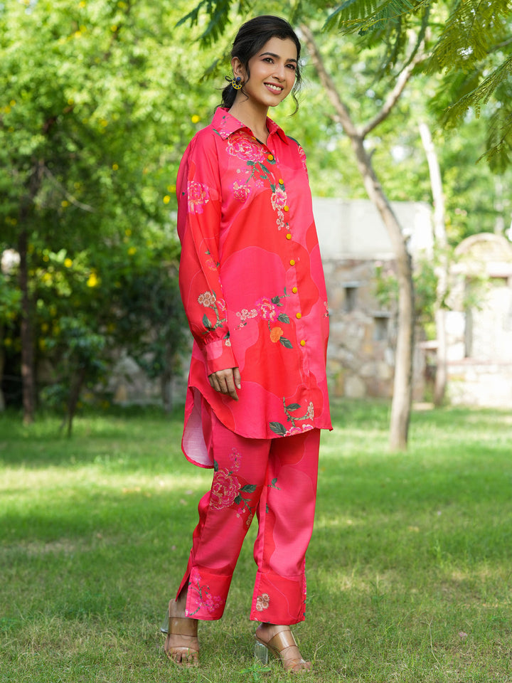 Pink-Printed-Shirt-With-Trousers-Co-Ords-1452CRDPK