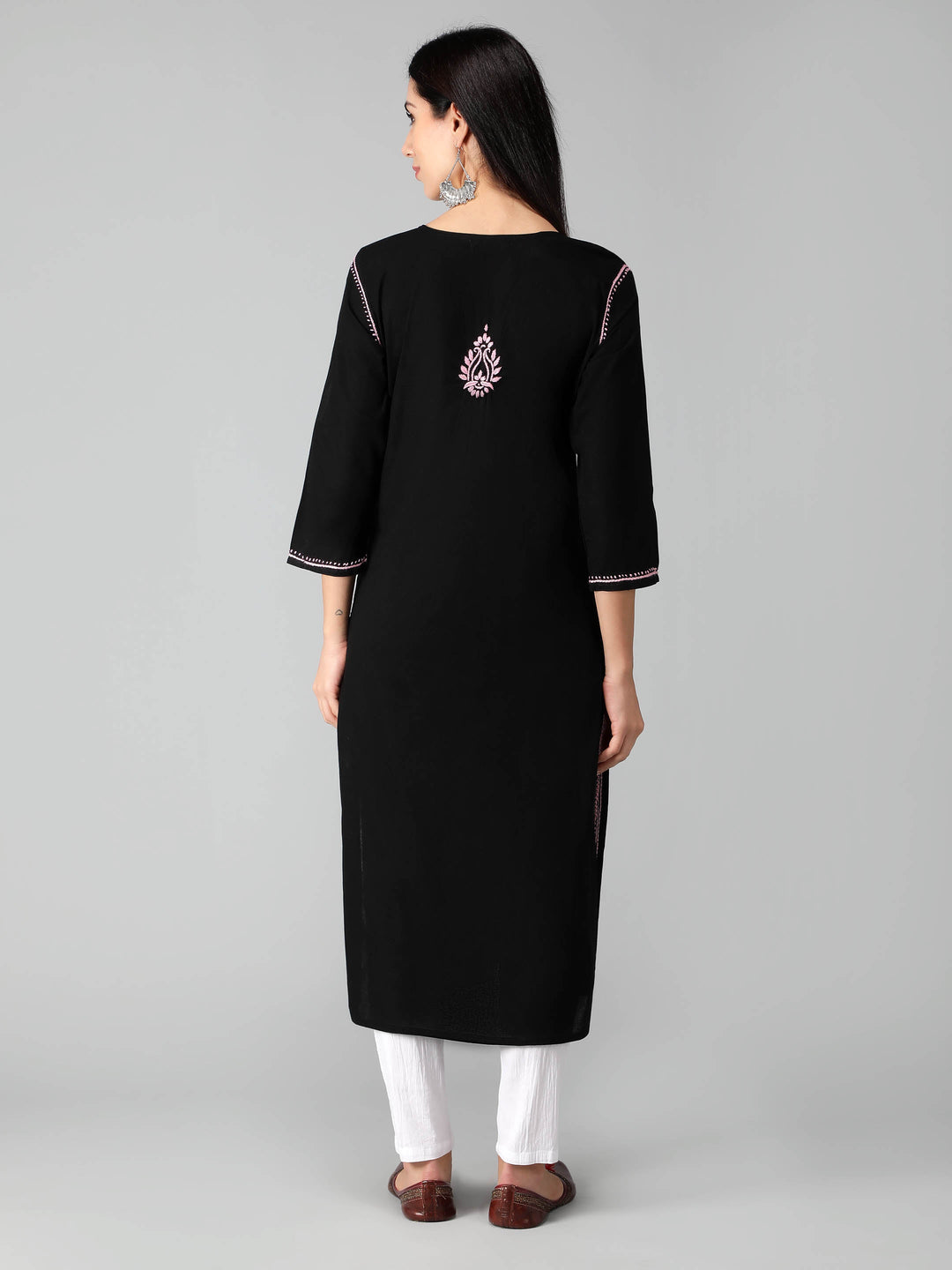 Chikankari-Black-Cotton-Kurta-Kurti