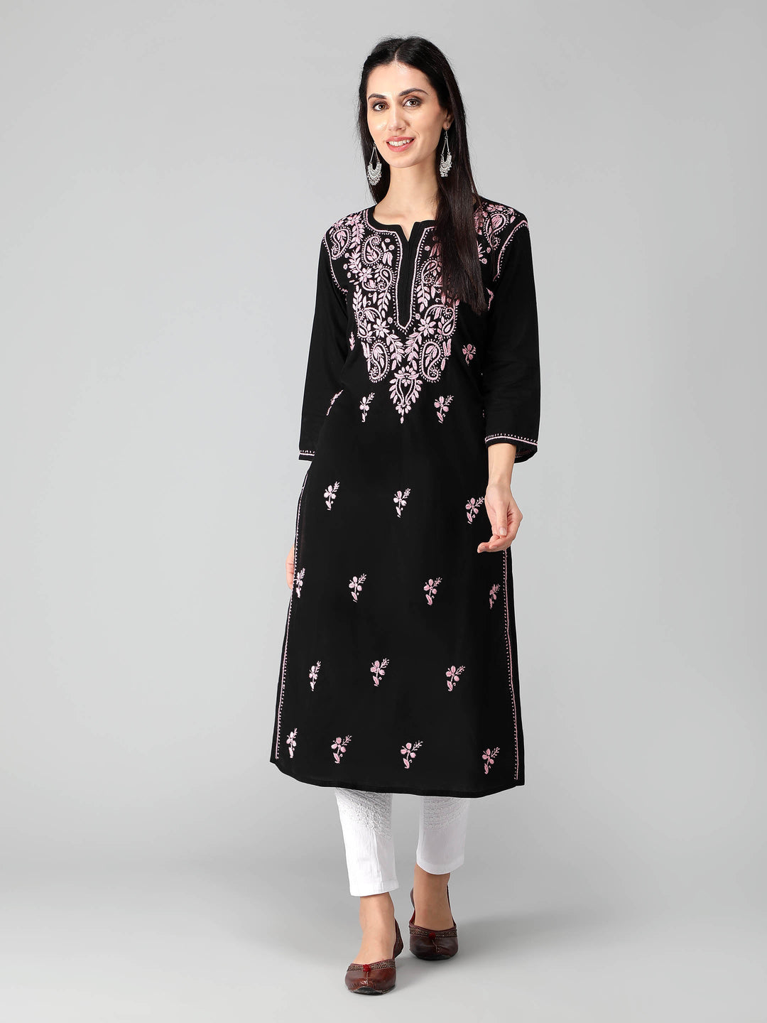 Chikankari-Black-Cotton-Kurta-Kurti