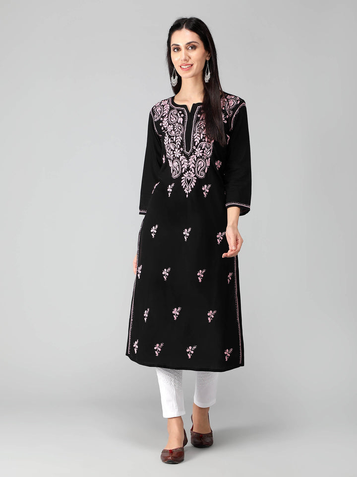 Chikankari-Black-Cotton-Kurta-Kurti