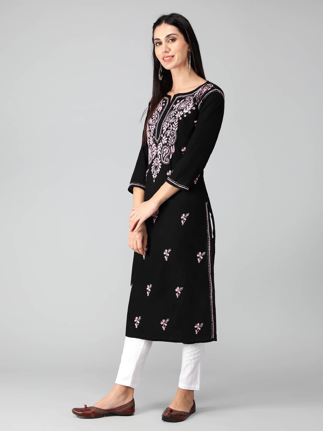 Chikankari-Black-Cotton-Kurta-Kurti