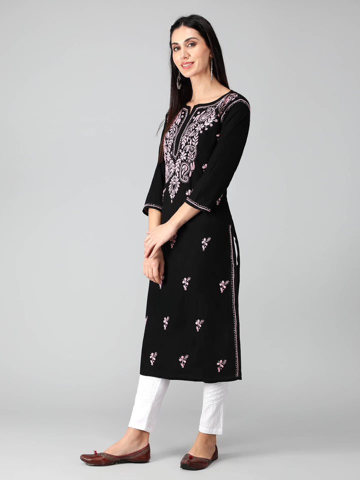 Chikankari-Black-Cotton-Kurta-Kurti
