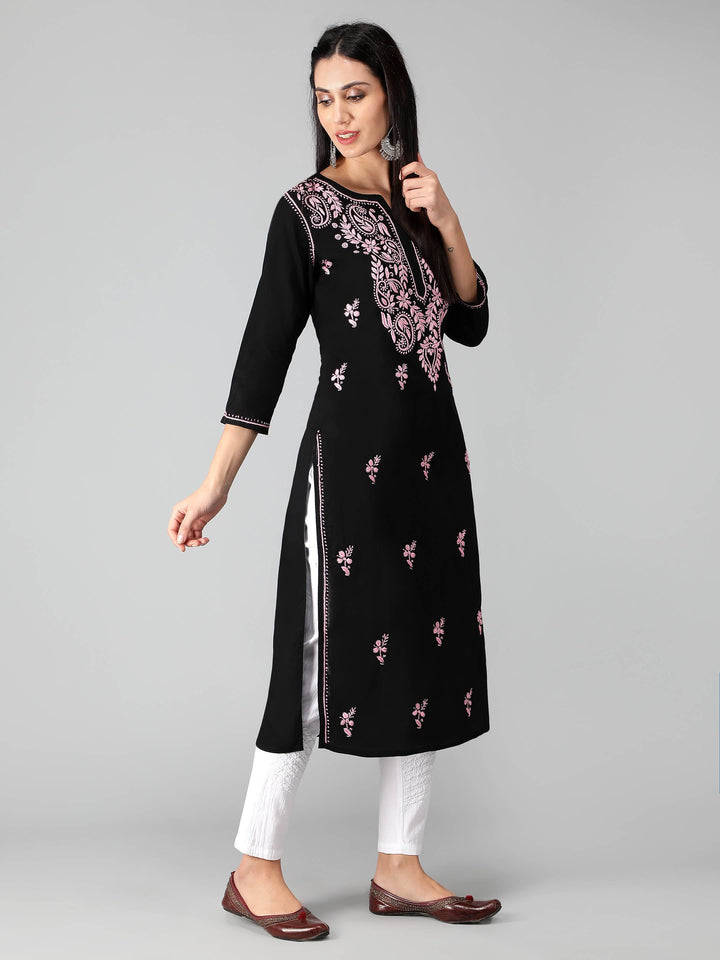 Chikankari-Black-Cotton-Kurta-Kurti