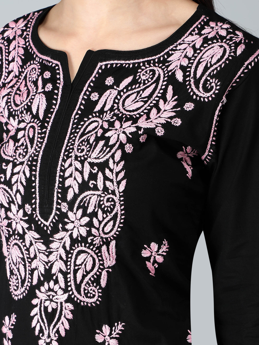 Chikankari-Black-Cotton-Kurta-Kurti