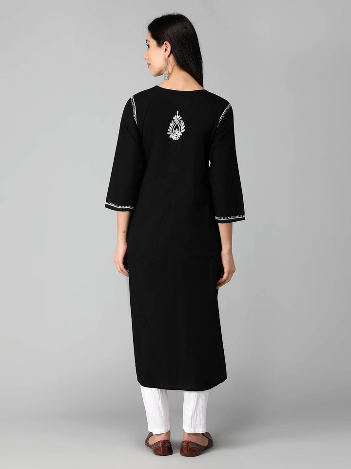 Chikankari-Black-Cotton-Kurta-Kurti