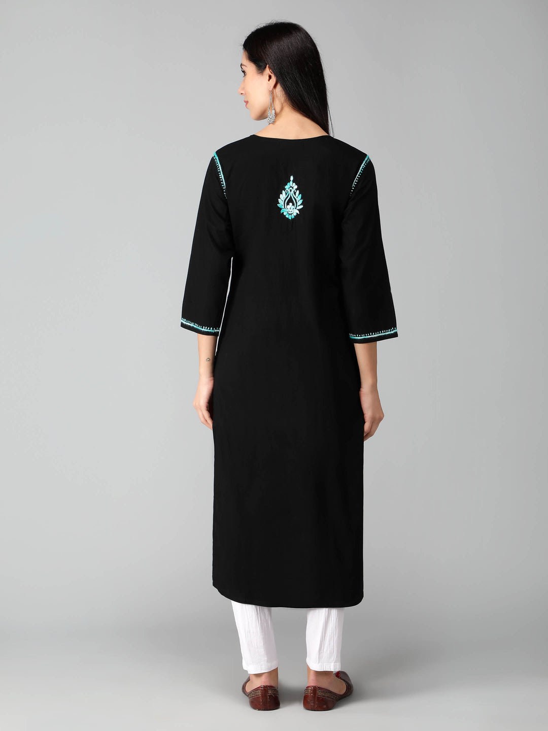 Chikankari-Black-Cotton-Kurta-Kurti