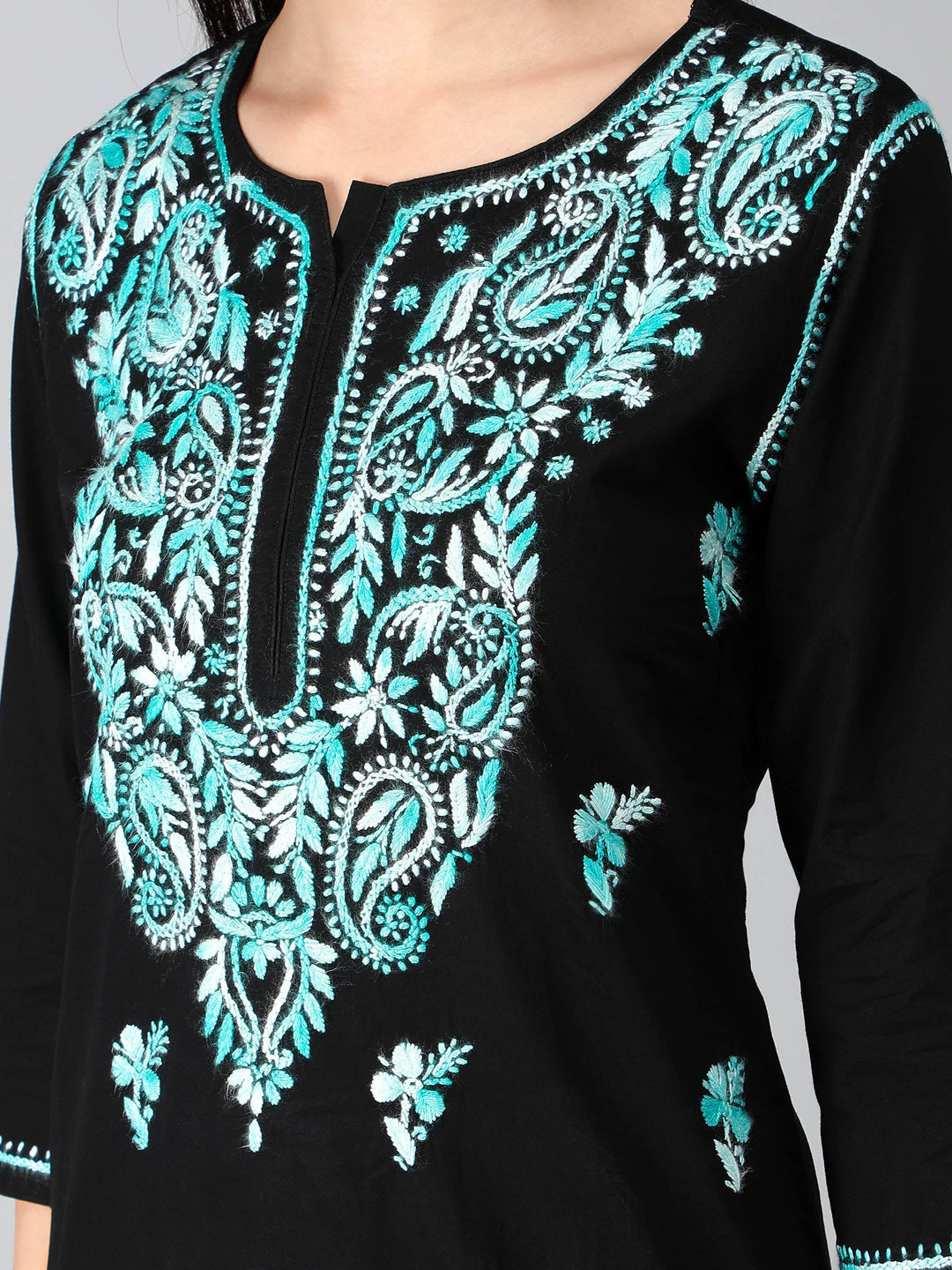 Chikankari-Black-Cotton-Kurta-Kurti