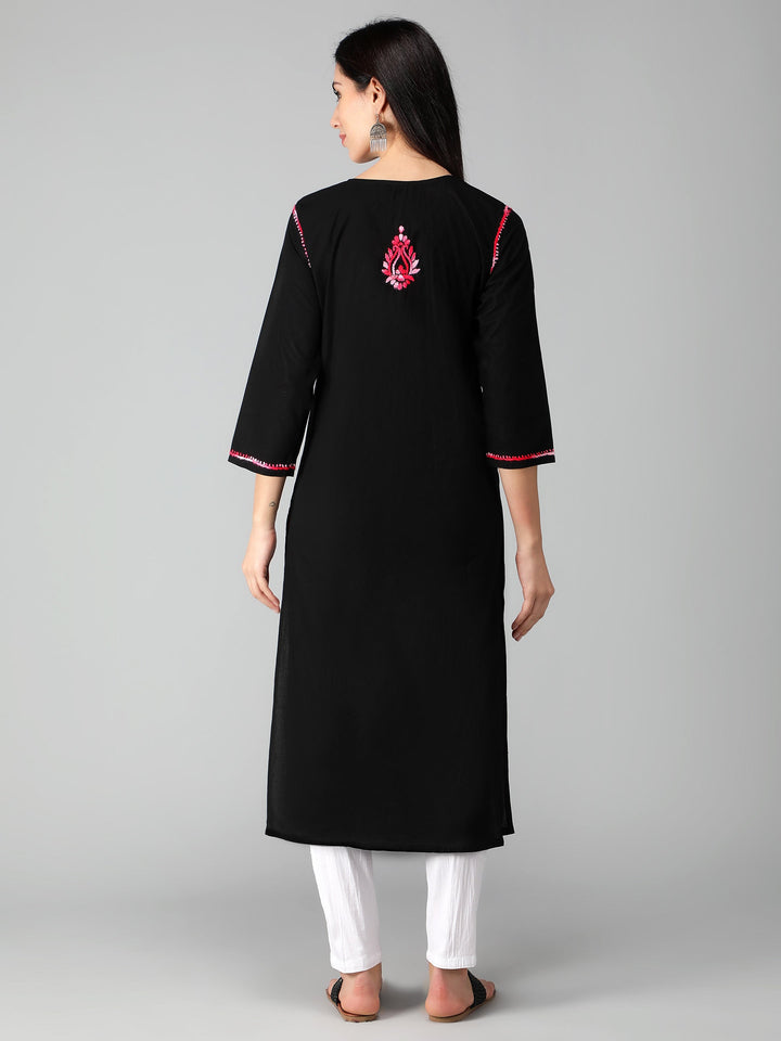 Chikankari-Black-Cotton-Kurta-Kurti