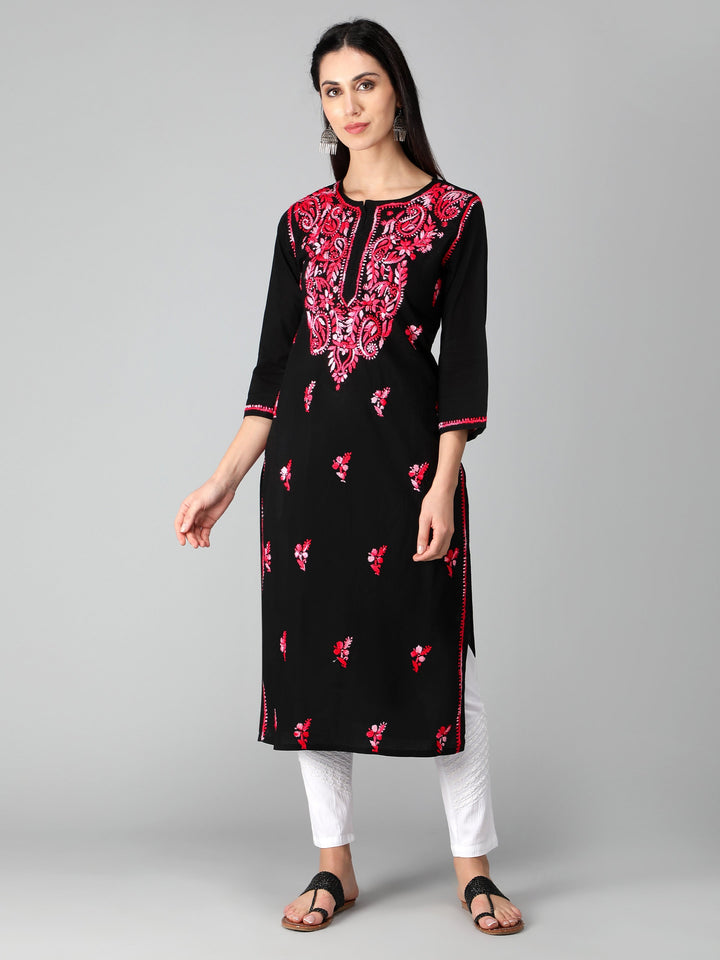 Chikankari-Black-Cotton-Kurta-Kurti