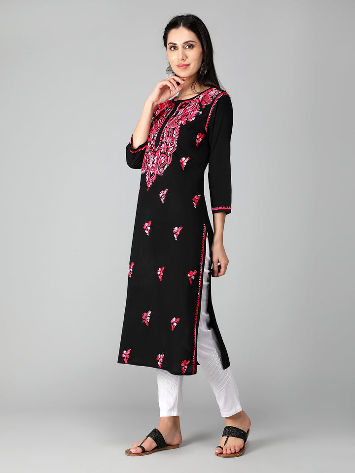 Chikankari-Black-Cotton-Kurta-Kurti