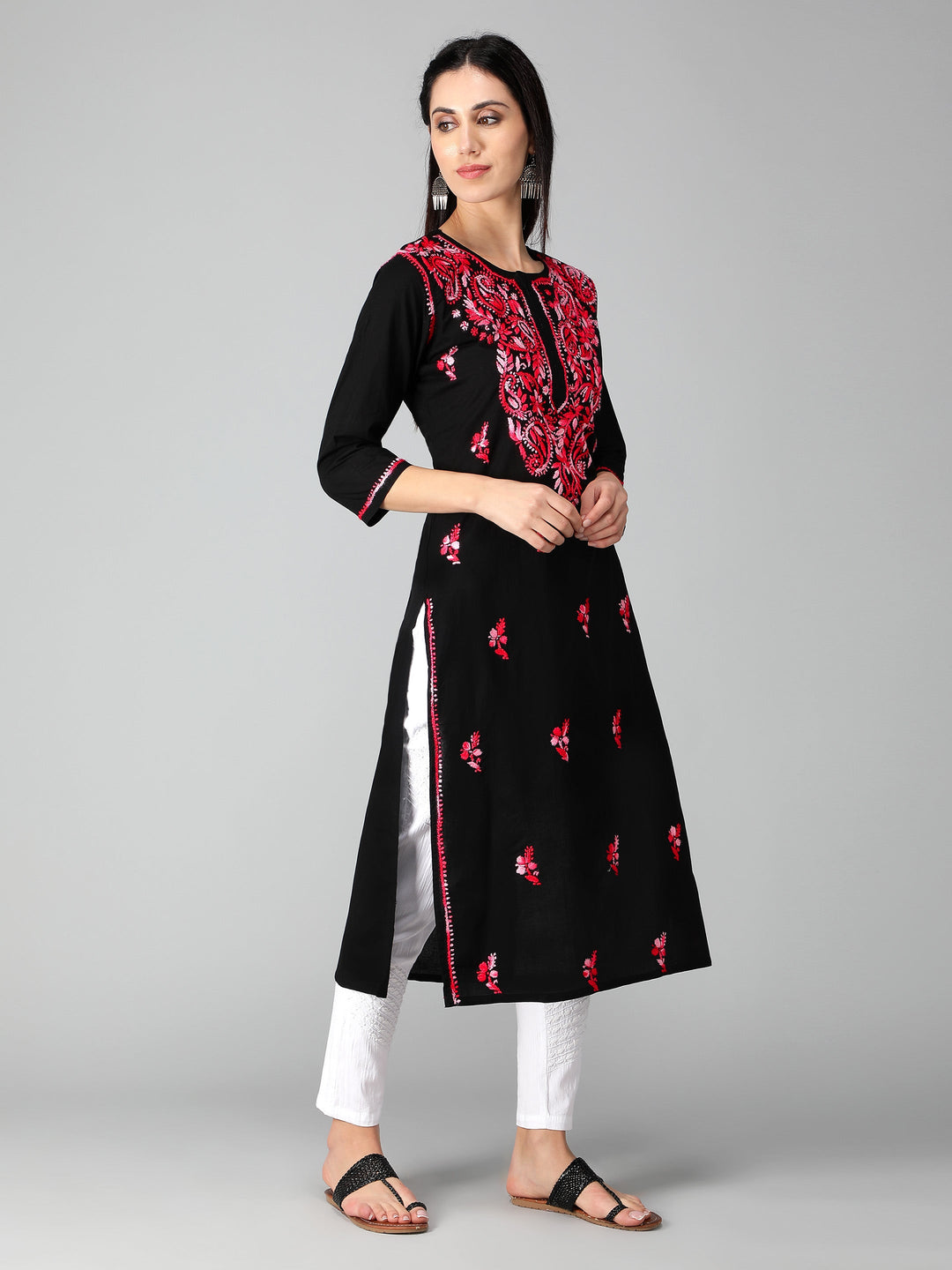 Chikankari-Black-Cotton-Kurta-Kurti