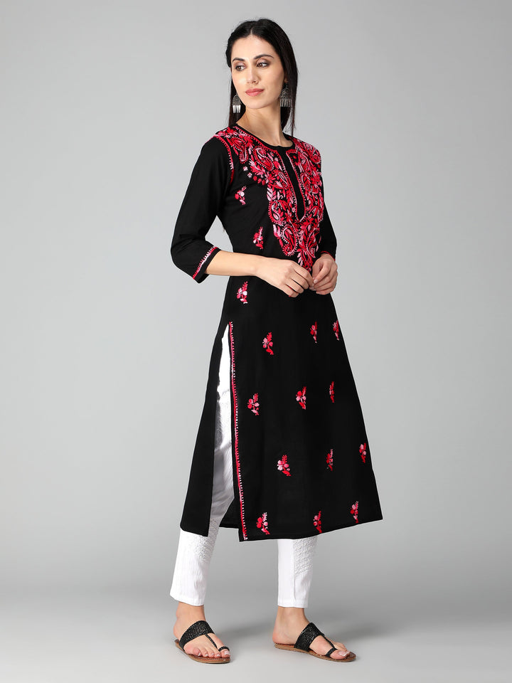 Chikankari-Black-Cotton-Kurta-Kurti