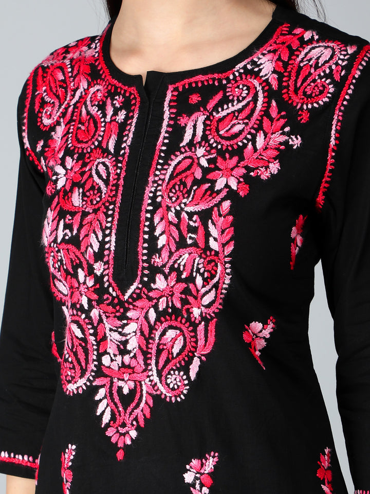 Chikankari-Black-Cotton-Kurta-Kurti