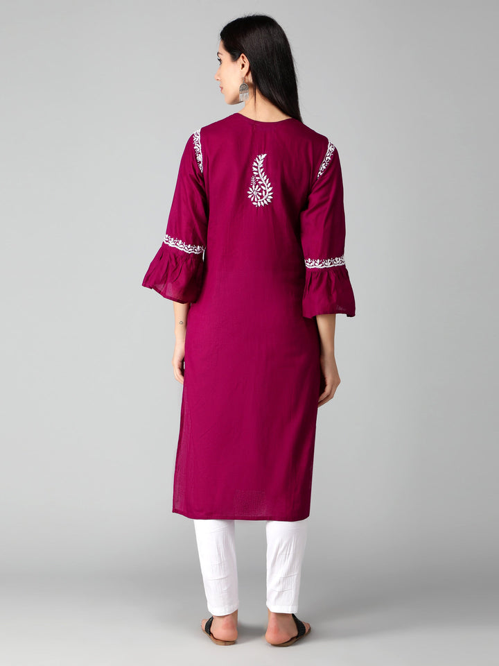 Chikankari-Purple-Cotton-Kurta-Kurti