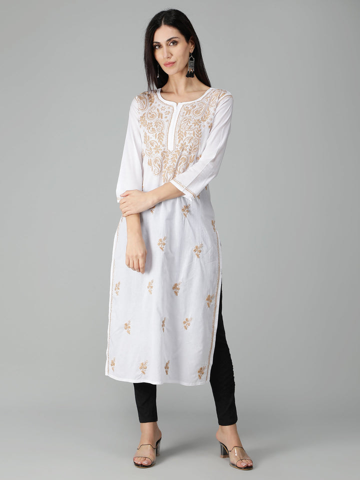 Chikankari-White-Cotton-Kurta-Kurti