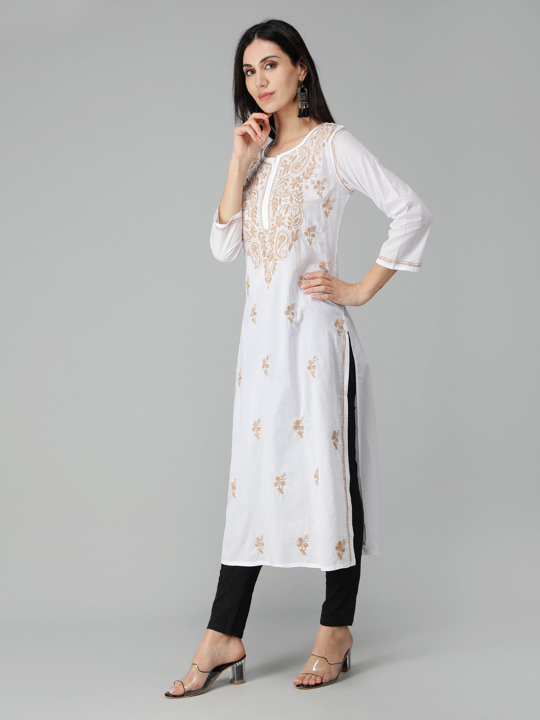 Chikankari-White-Cotton-Kurta-Kurti