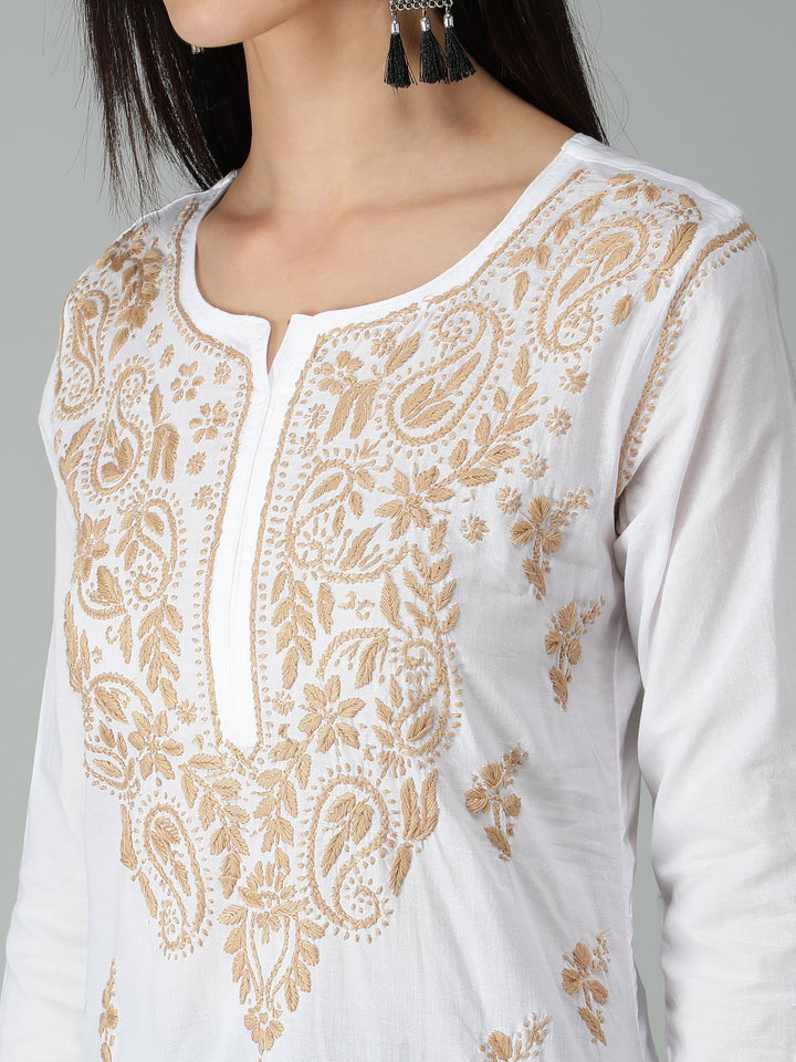 Chikankari-White-Cotton-Kurta-Kurti