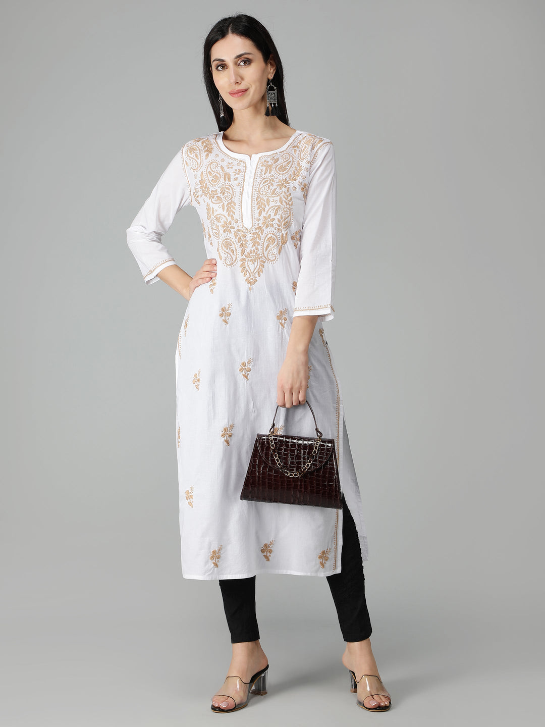 Chikankari-White-Cotton-Kurta-Kurti