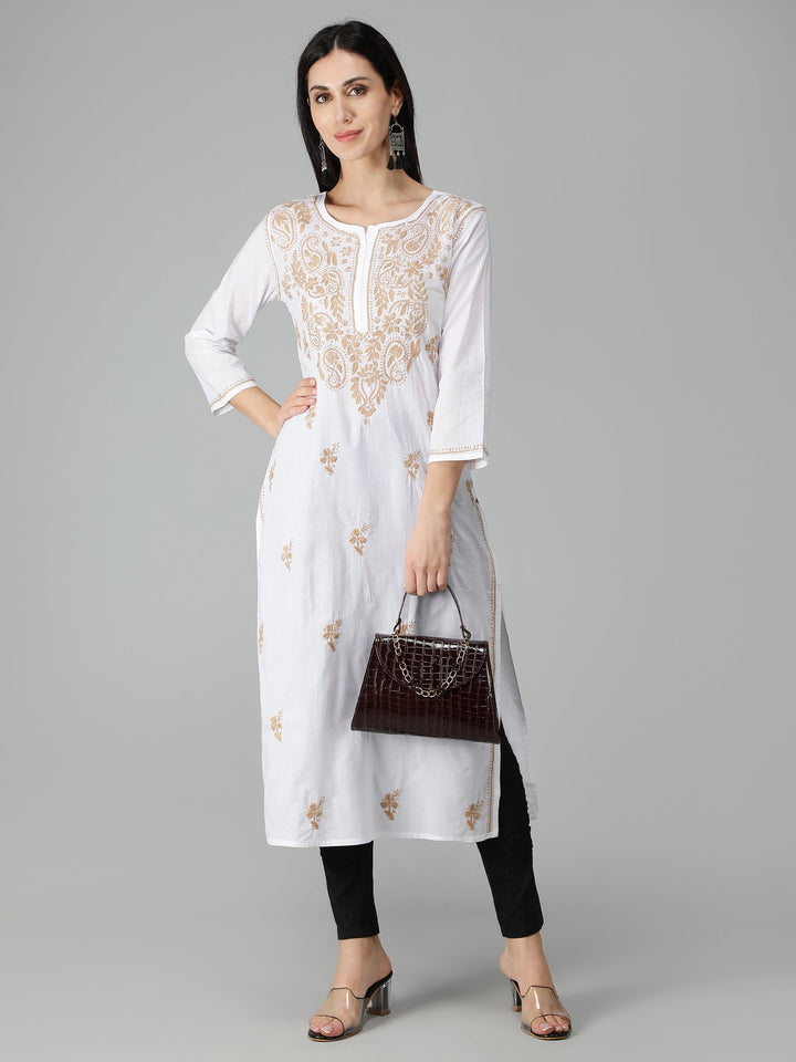 Chikankari-White-Cotton-Kurta-Kurti