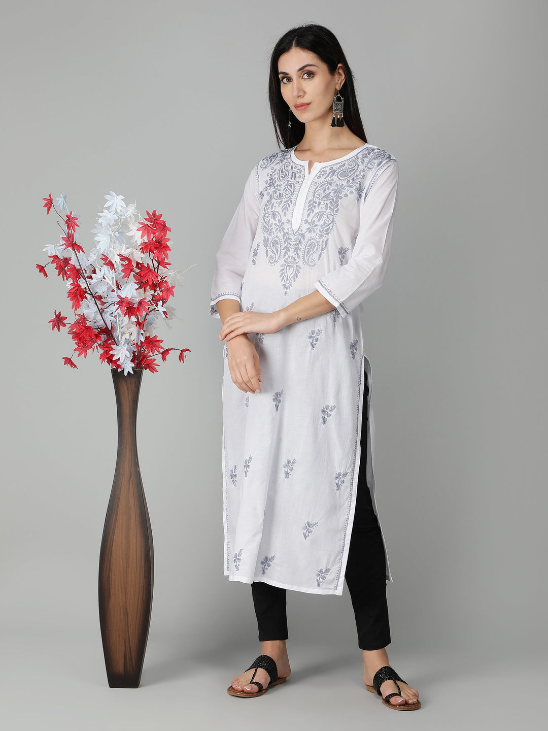 Chikankari-White-Cotton-Kurta-Kurti