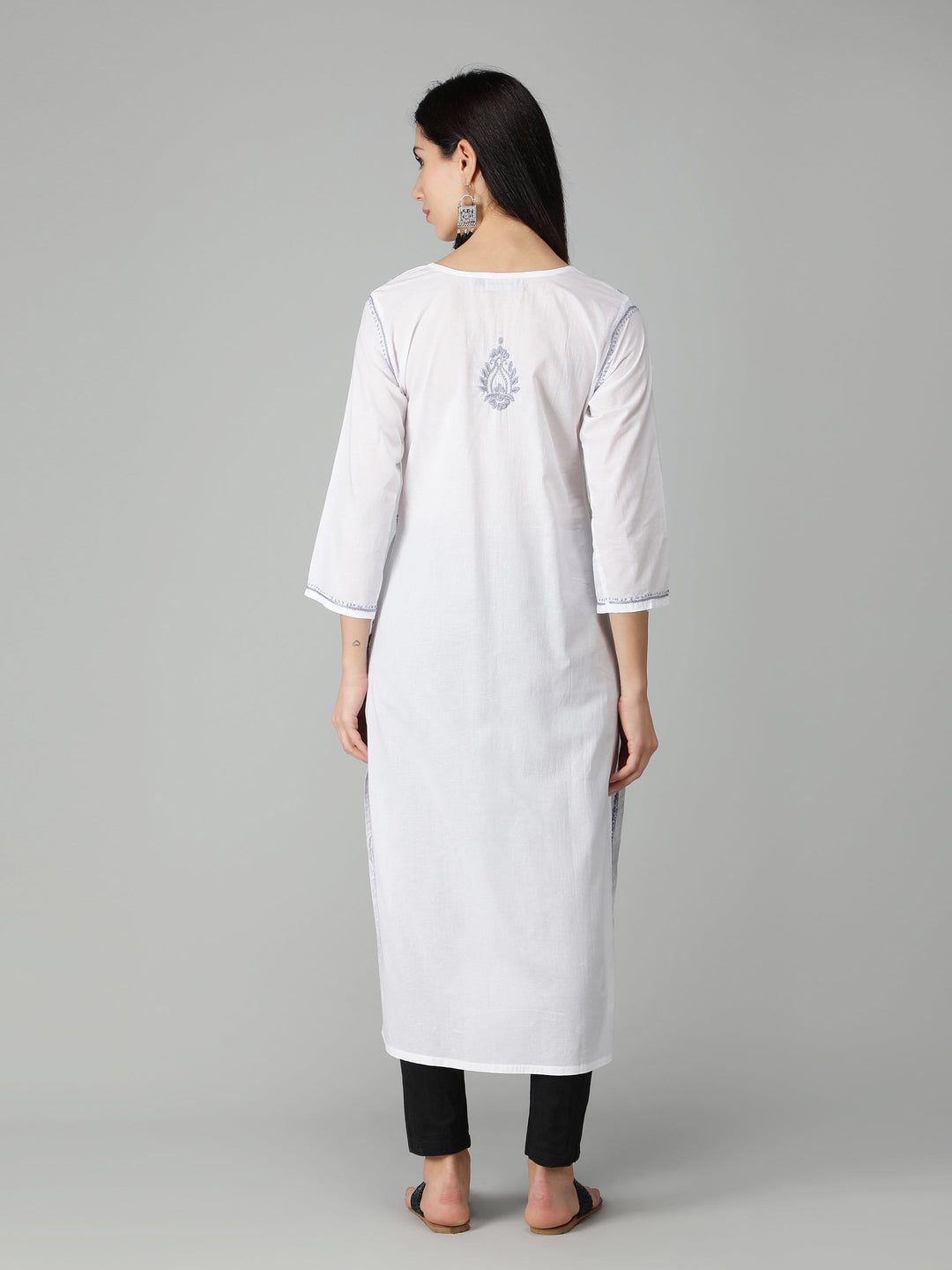 Chikankari-White-Cotton-Kurta-Kurti