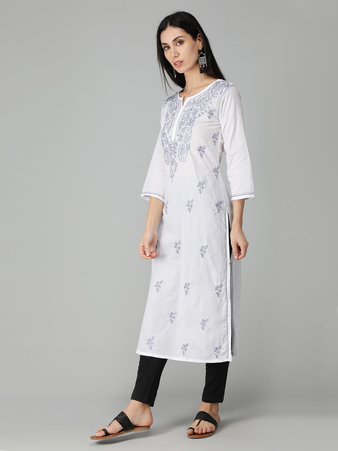 Chikankari-White-Cotton-Kurta-Kurti