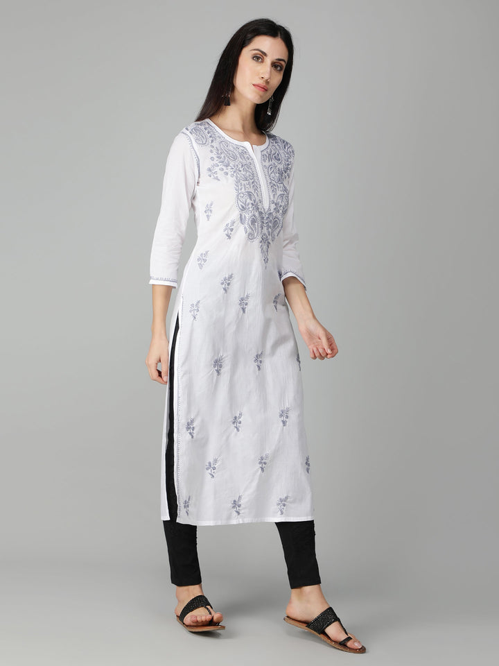 Chikankari-White-Cotton-Kurta-Kurti
